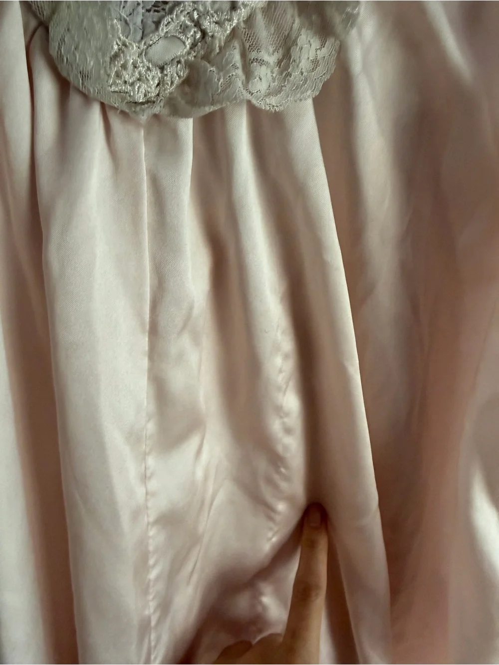 Christian Dior Vintage Pastel Peach Pink Lace Trim Ivory Sleep Chemise Nightgown